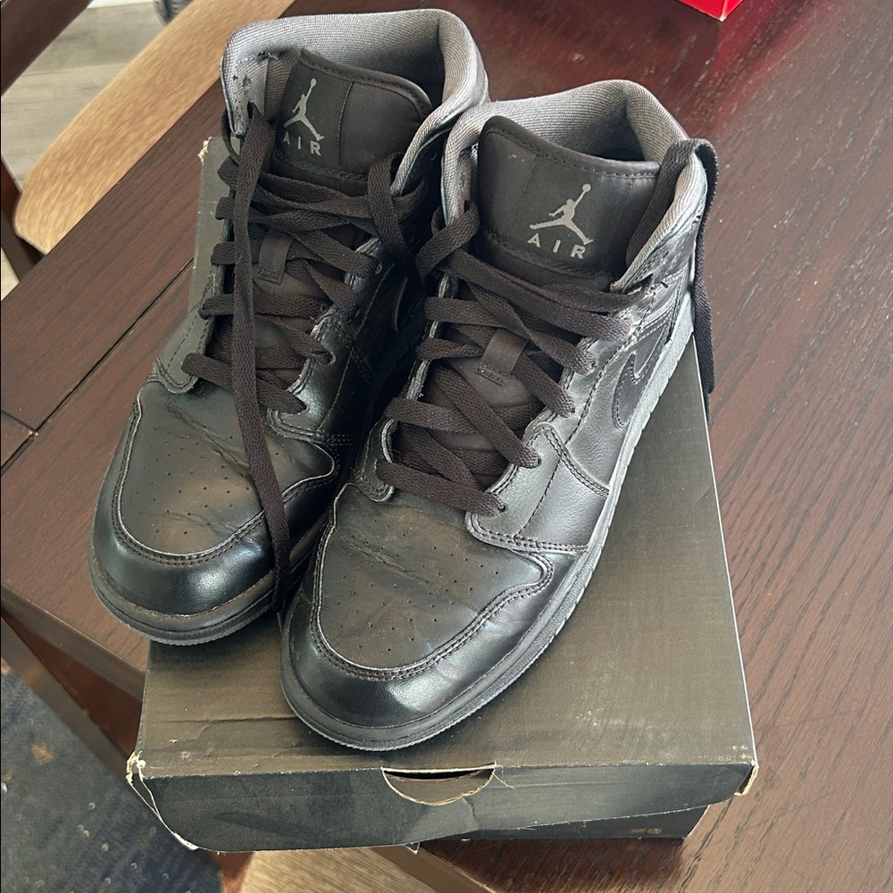 Jordan Air Mid BG Black and Dark Gray Sneakers